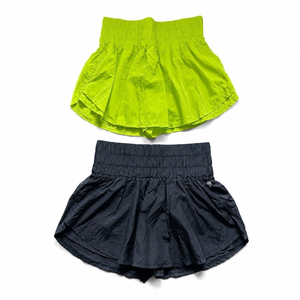 Lot of 2 Free People FP Movement The Way Home Shorts Skort L Black Lime Running